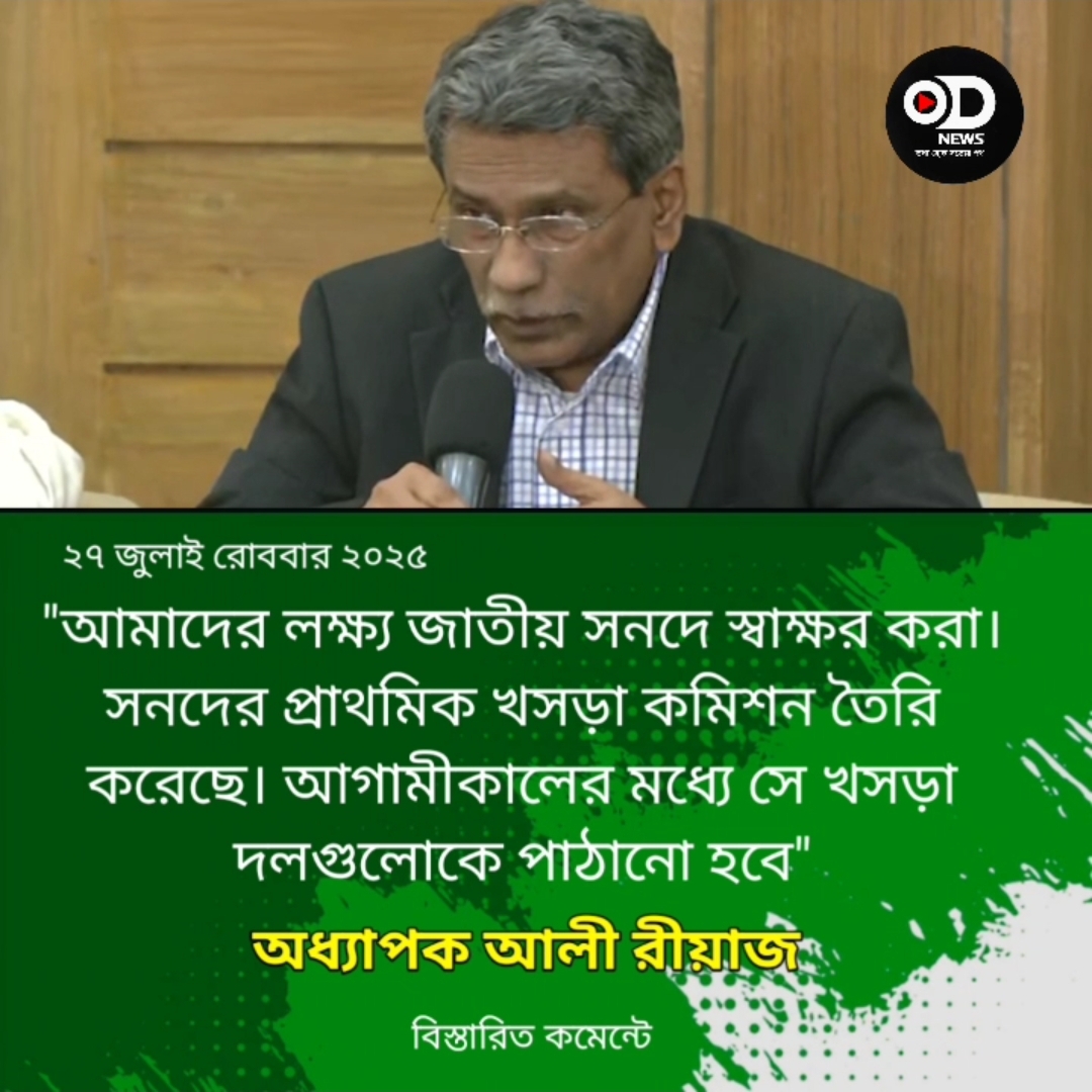 ১০টি বিষয়ে ঐকমত্য এসেছে, তৈরি হয়েছে সনদের প্রাথমিক খসড়া: আলী রীয়াজ