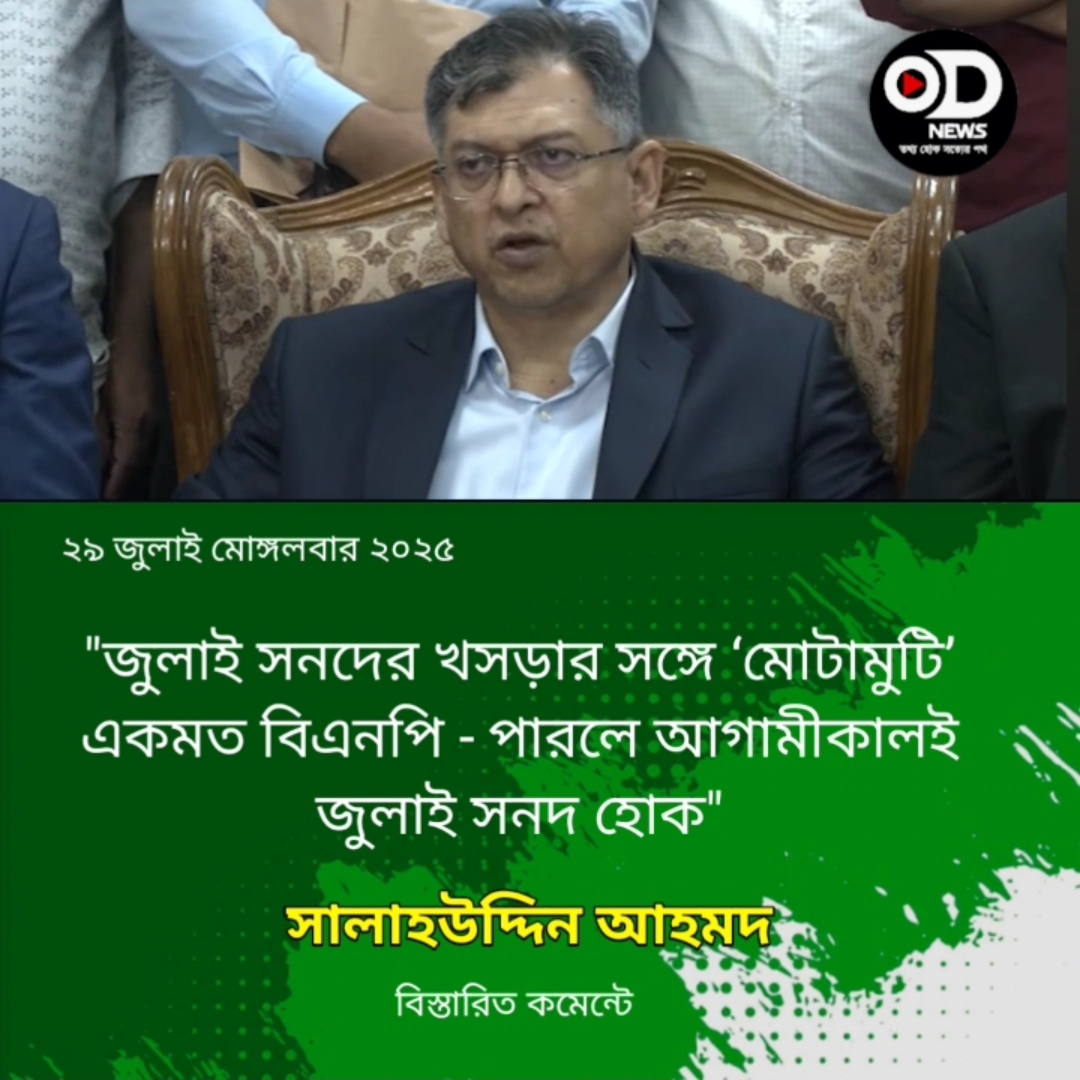 পারলে আগামীকালই জুলাই সনদ হোক, বললেন সালাহউদ্দিন