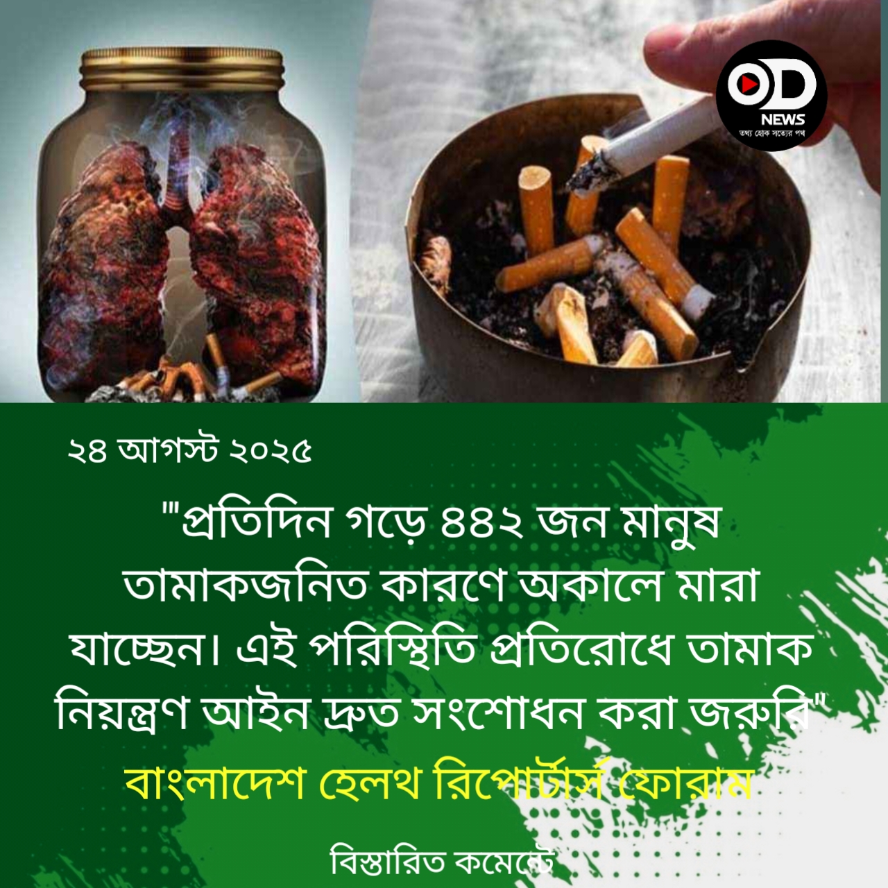 ‘তামাক ব্যবহারে বছরে দেড় লাখ মানুষের মৃত্যু’