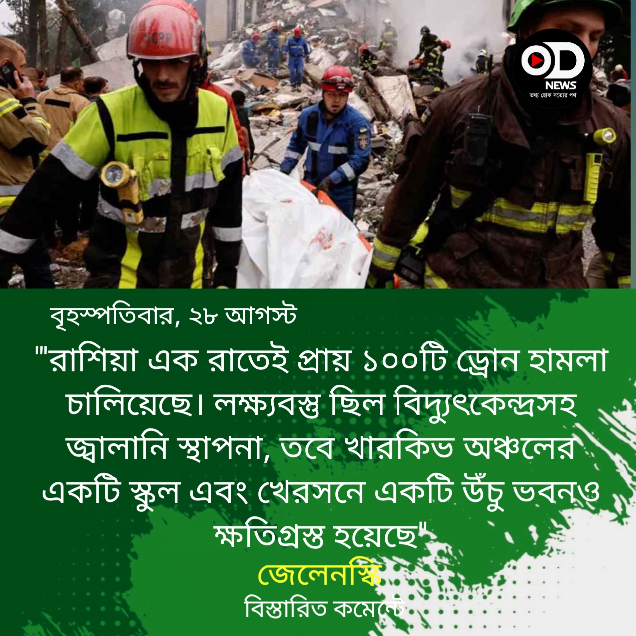 ইউক্রেনে ভয়াবহ হামলা রাশিয়ার, বিদ্যুৎবিচ্ছিন্ন এক লাখেরও বেশি বাড়িঘর