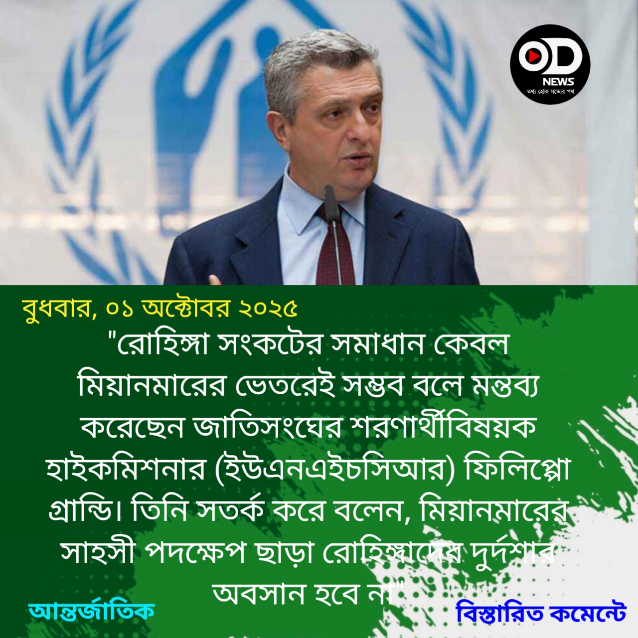 রোহিঙ্গা সংকটের উৎপত্তি মিয়ানমারে, সমাধানও সেখানেই: ইউএনএইচসিআর প্রধান