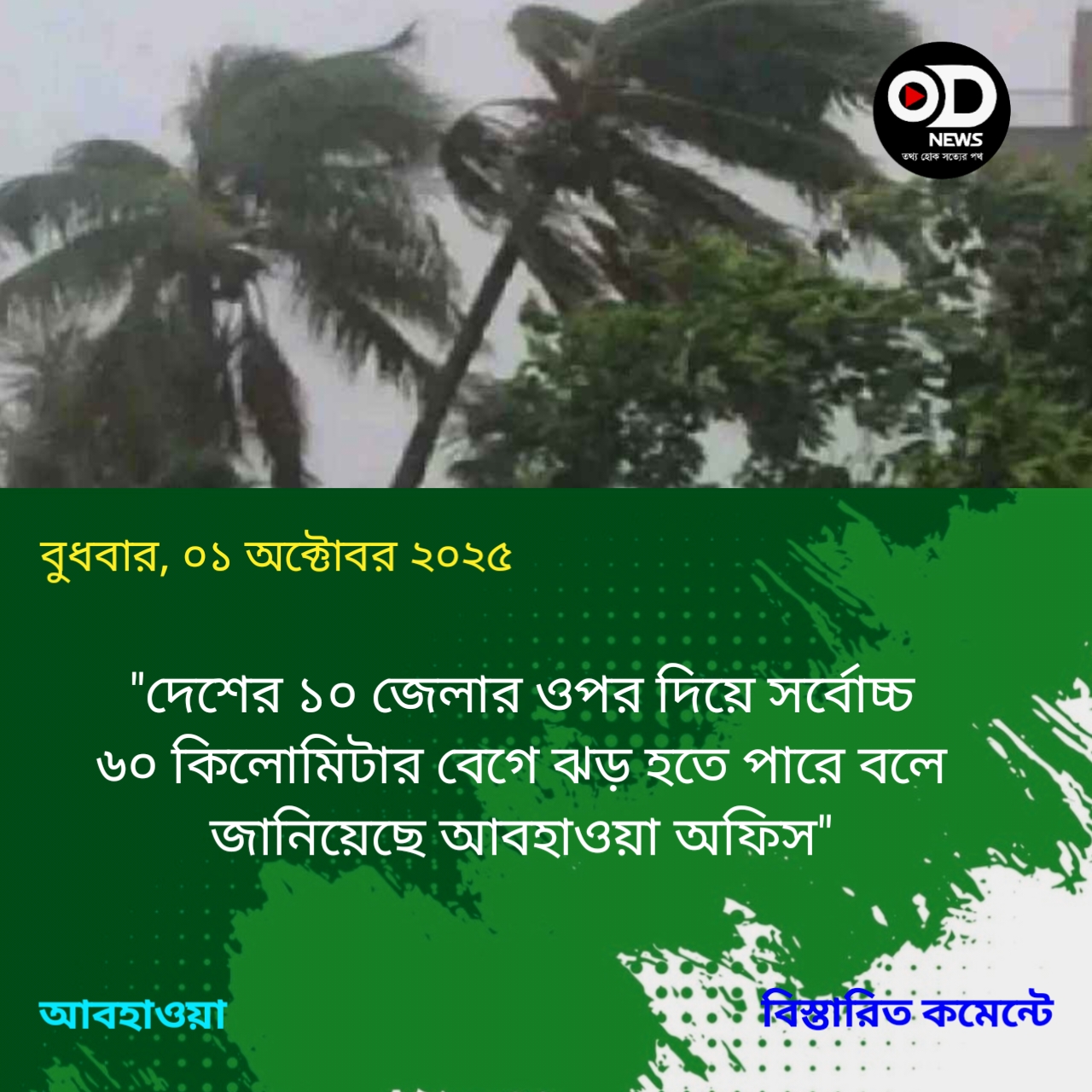 সন্ধ্যার মধ্যে ১০ জেলায় ঝড়ের আভাস