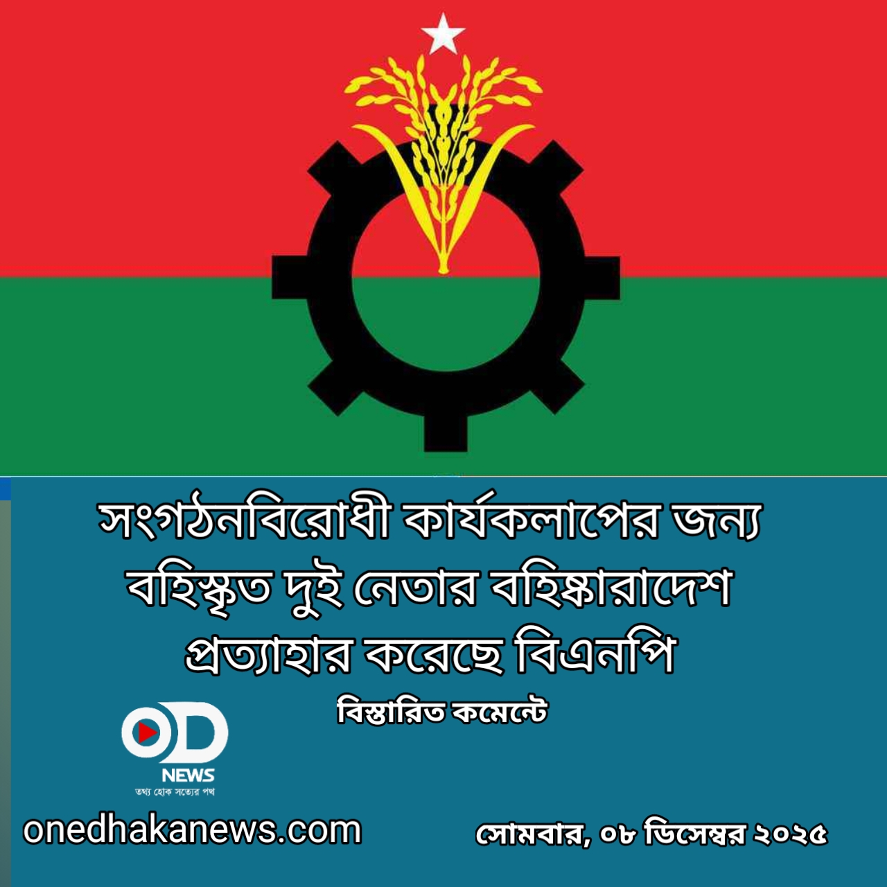 দুই নেতাকে সুখবর দিল বিএনপি